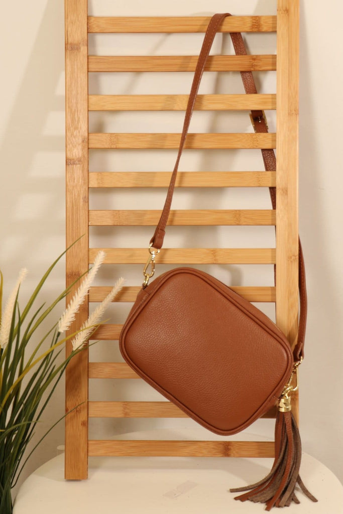 Leather Cross Body Bag Tan Tan