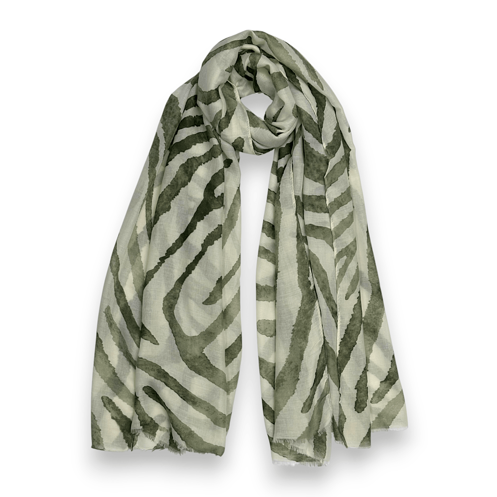 Lili Scarves - Summer Zebra Print Scarf Khaki