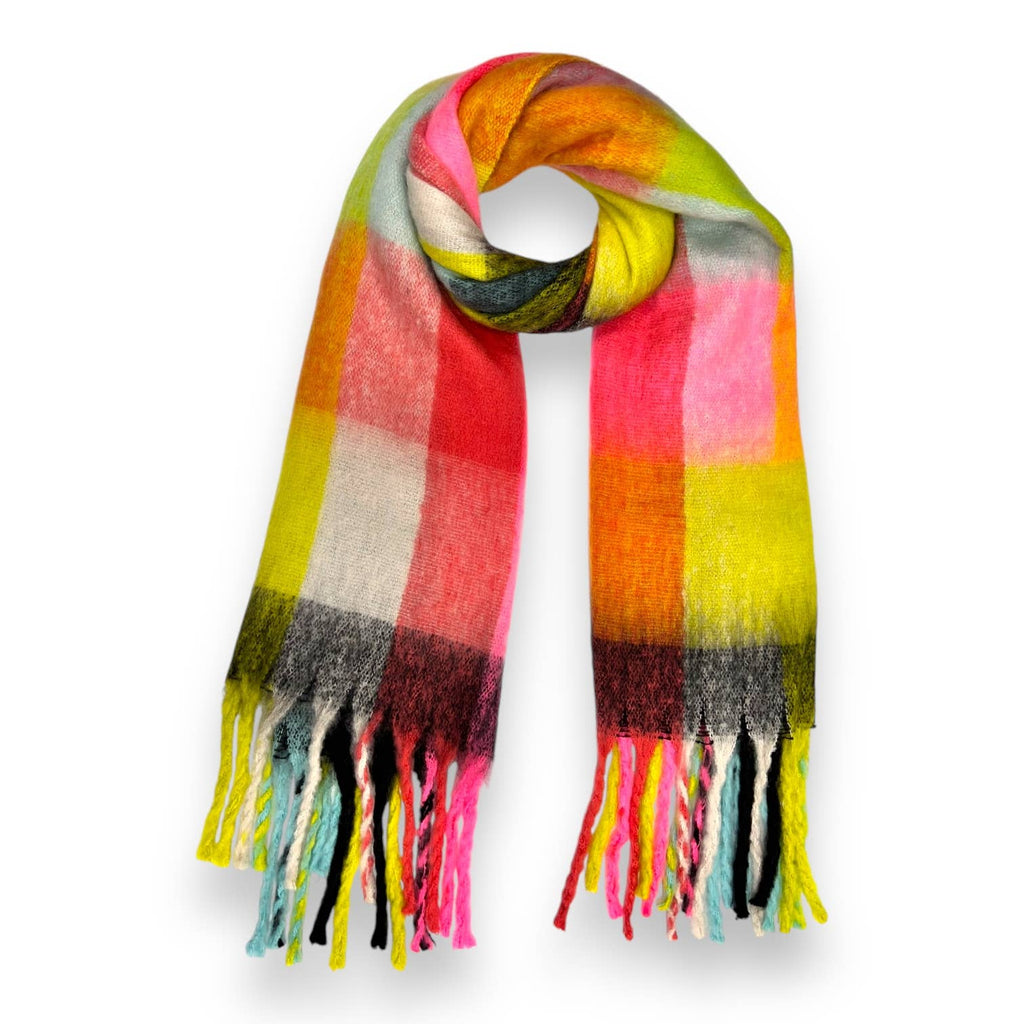London Scarves - Extra Long multi fluffy blanket wool blend Black
