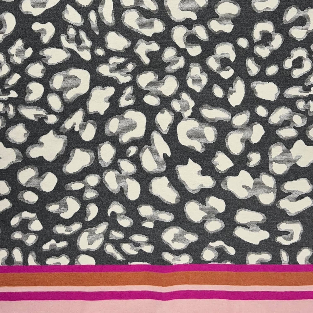 London Scarves - Leopard print with colouful border cashmere blend