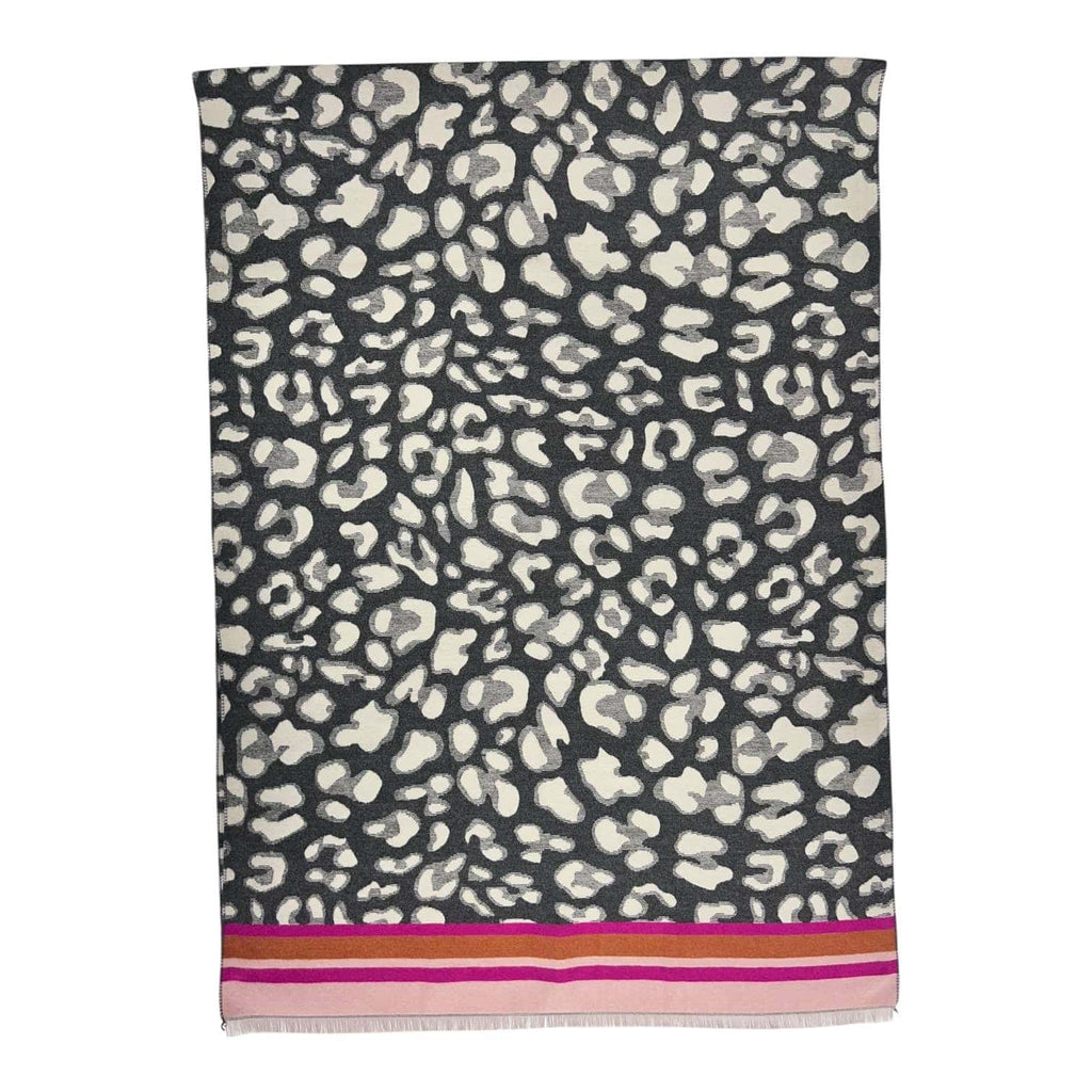 London Scarves - Leopard print with colouful border cashmere blend