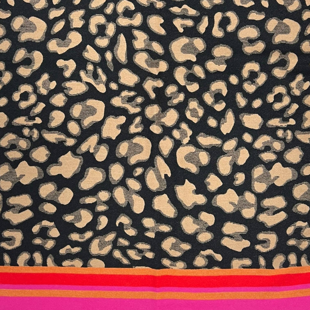 London Scarves - Leopard print with colouful border cashmere blend