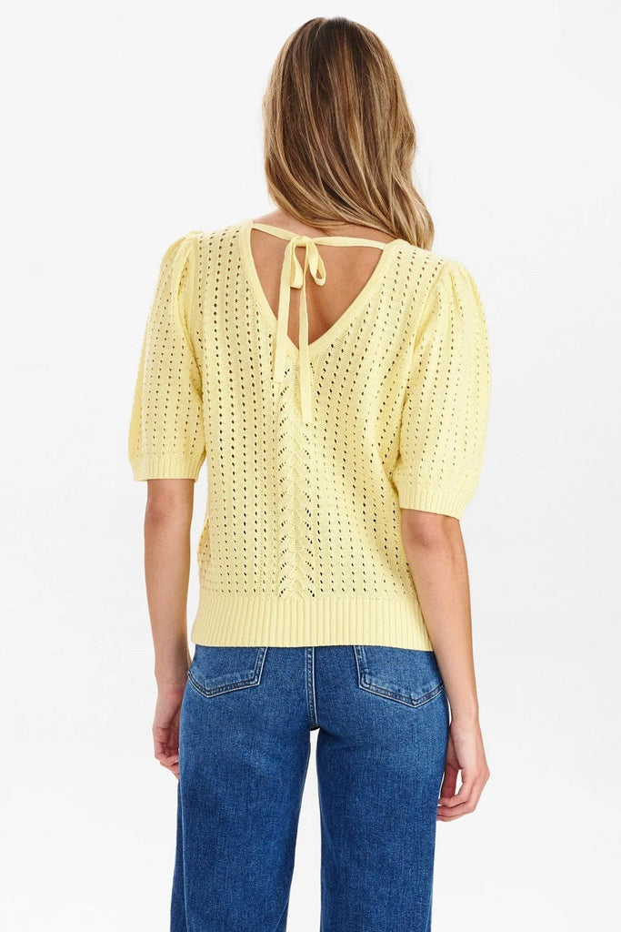 Numph Cotton Short Knit Lemon Yellow