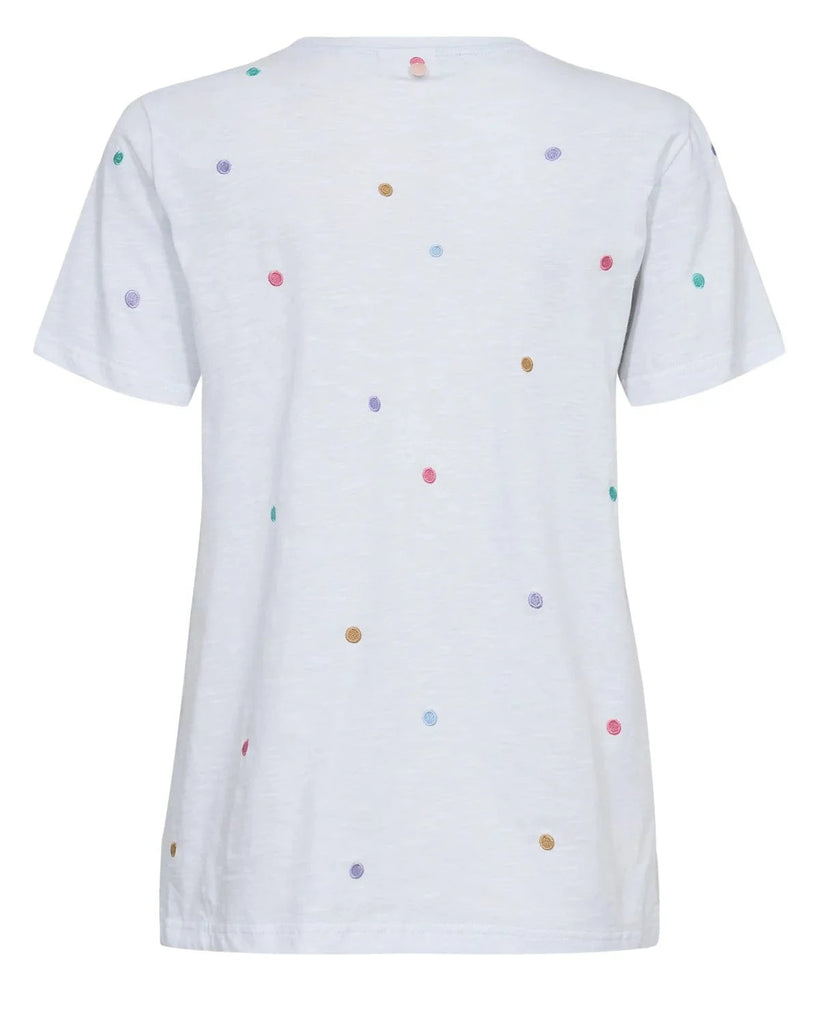 Numph Embroidered Dotty T Shirt Multi White