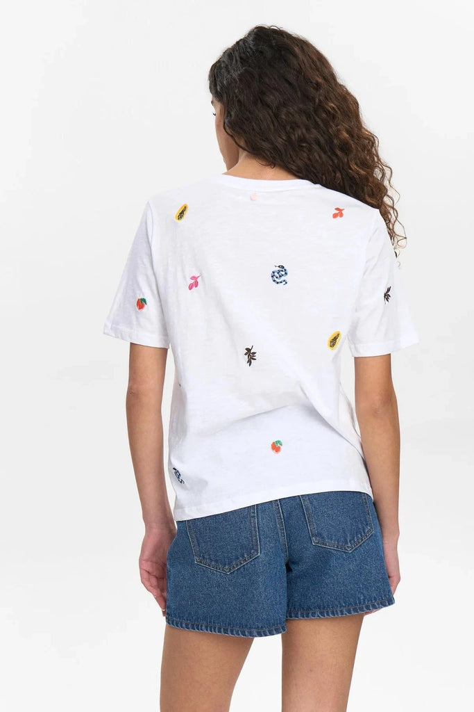 Numph Embroidered T-Shirt Multi White