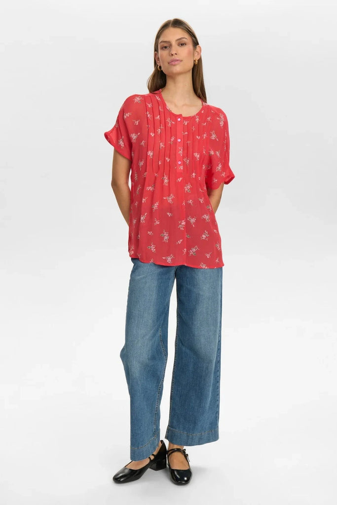 Numph Floral Blouse Red Multi
