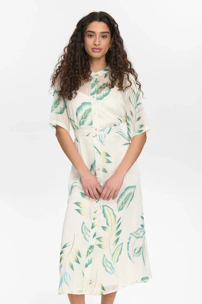 Numph Tropical Print Button Through Dress Multi