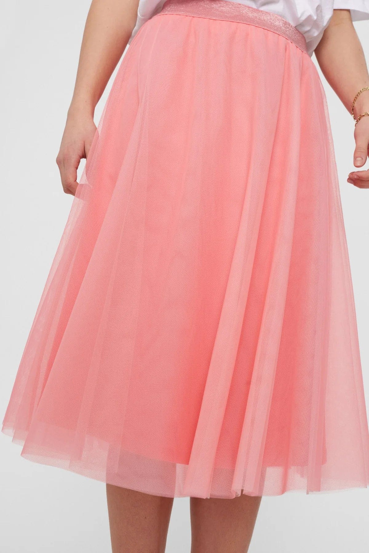 Pink tulle midi skirt uk sales