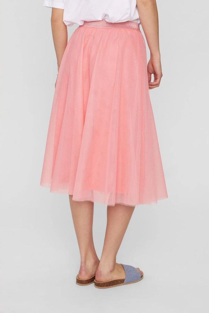 Numph Tulle Midi Skirt Pink