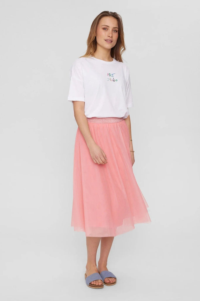 Numph Tulle Midi Skirt Pink