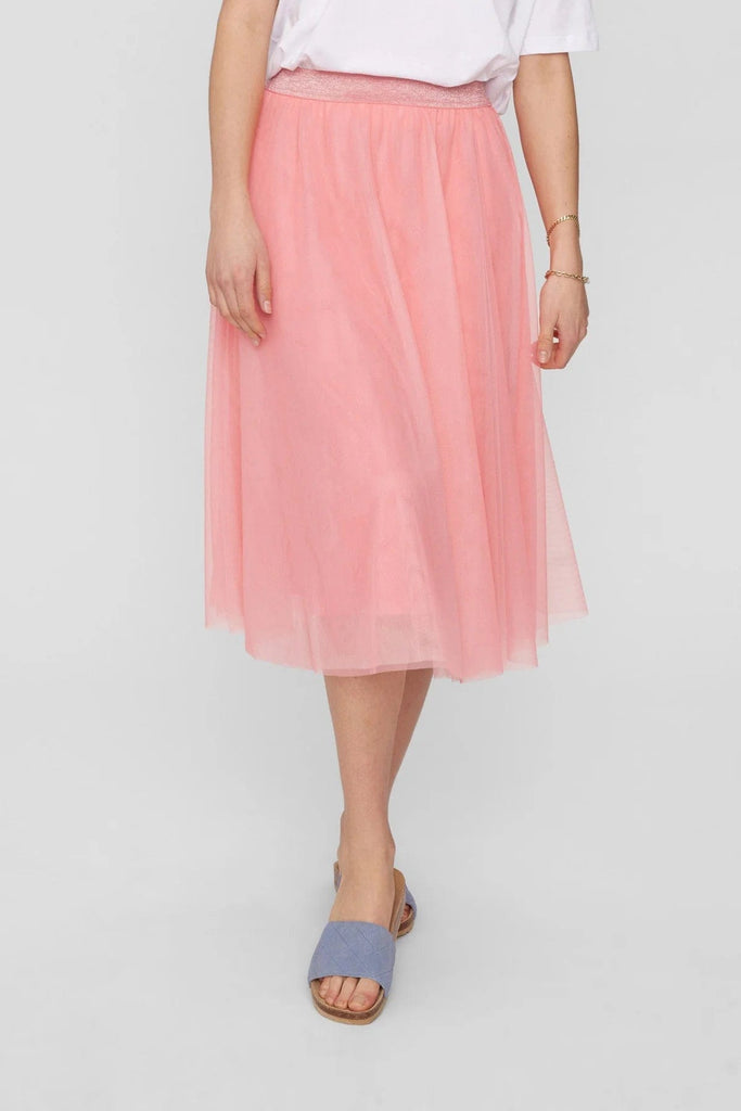 Numph Tulle Midi Skirt Pink