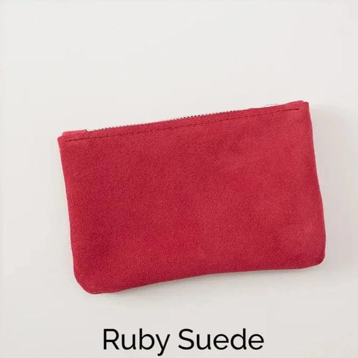 Rhe Amore Suede Zipped Purse Various Colours Ruby Suede