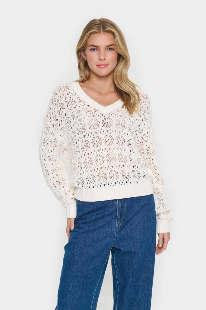 Saint Tropez Crochet Fine Cotton Knit Ivory