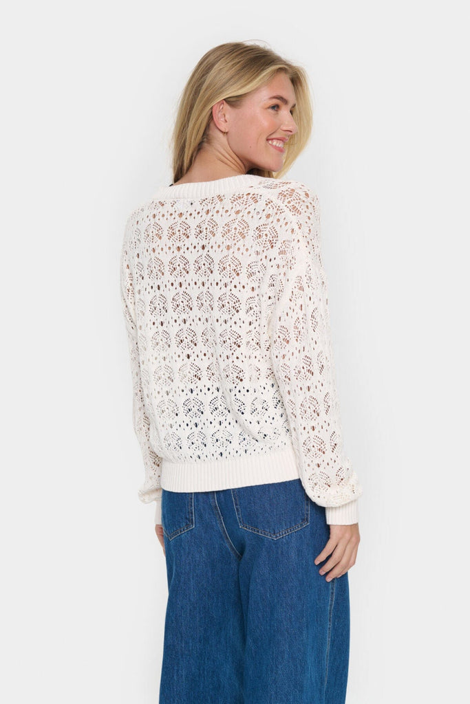 Saint Tropez Crochet Fine Cotton Knit Ivory