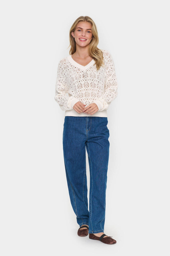 Saint Tropez Crochet Fine Cotton Knit Ivory