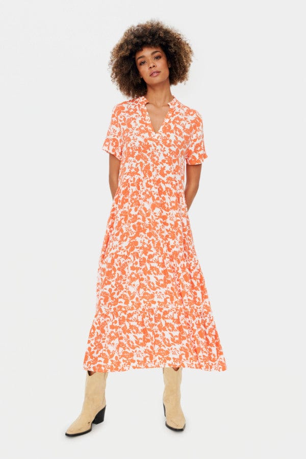 Saint Tropez Eda Tiered Dress Orange White