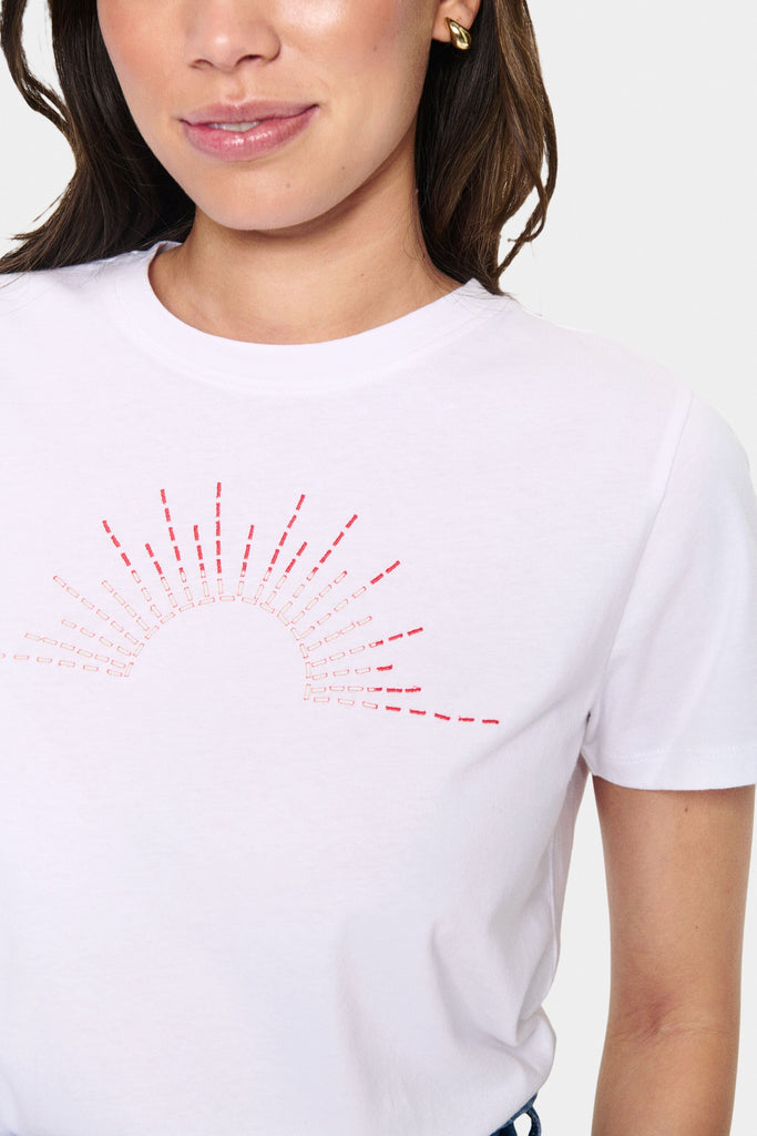 Saint Tropez Embroidered Sunset Tee White Orange