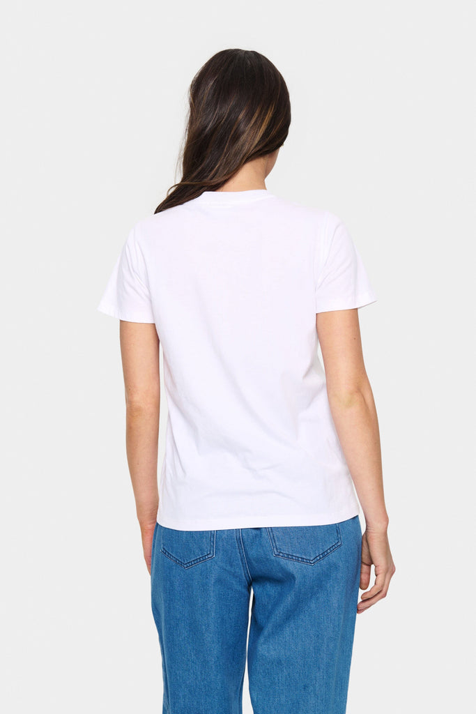 Saint Tropez Embroidered Sunset Tee White Orange