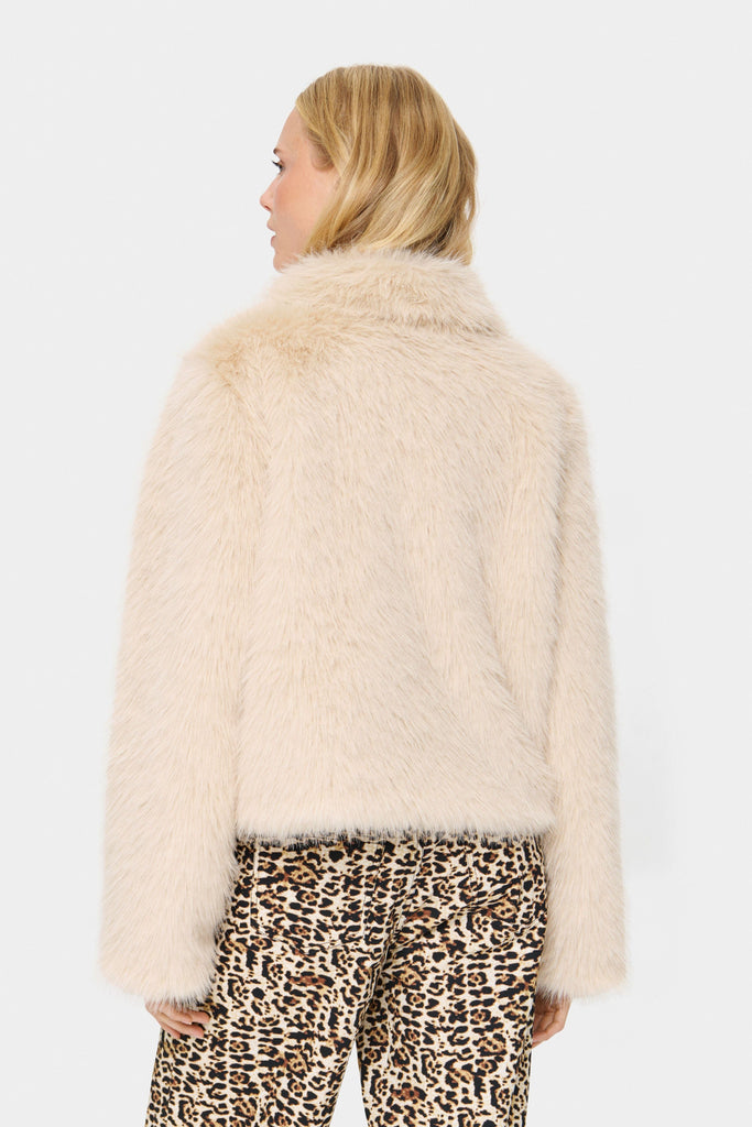 Saint Tropez Faux Fur Short Coat Cream