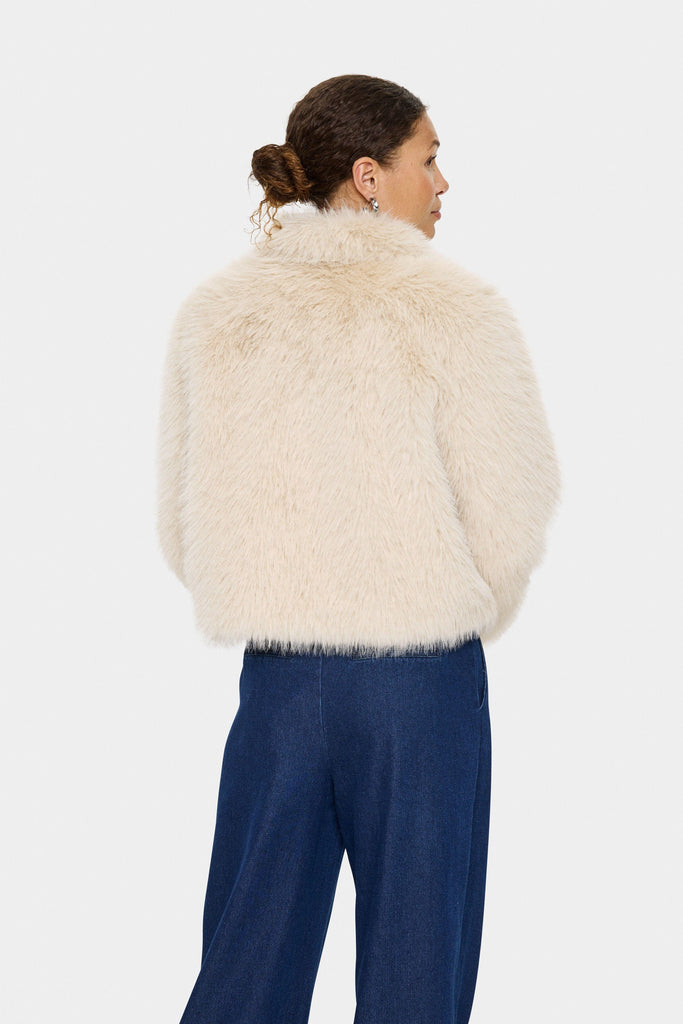 Saint Tropez Faux Fur Short Coat Cream