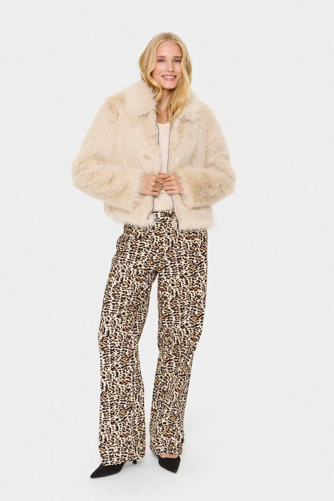 Saint Tropez Faux Fur Short Coat Cream