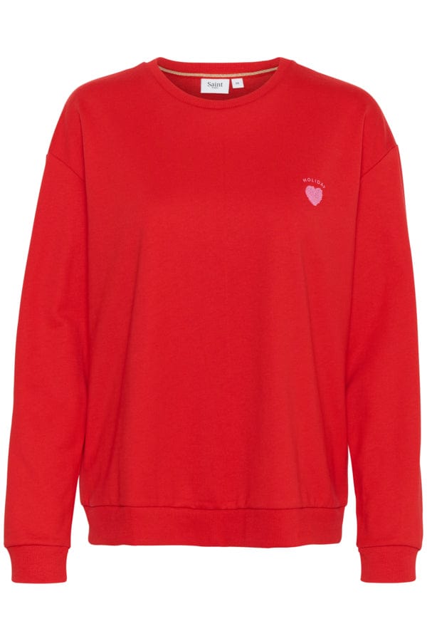 Saint Tropez Heart Cotton Blend Sweatshirt Red
