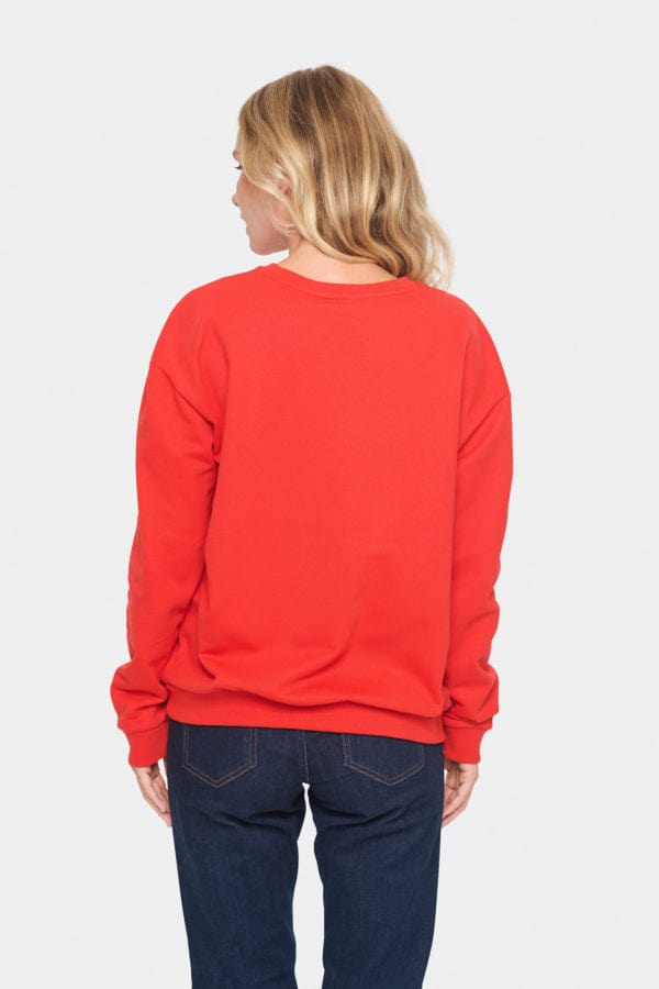Saint Tropez Heart Cotton Blend Sweatshirt Red