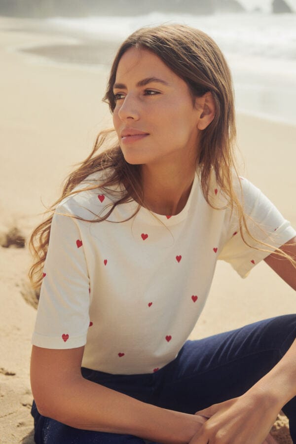 Saint Tropez Heart T-Shirt Red Ivory