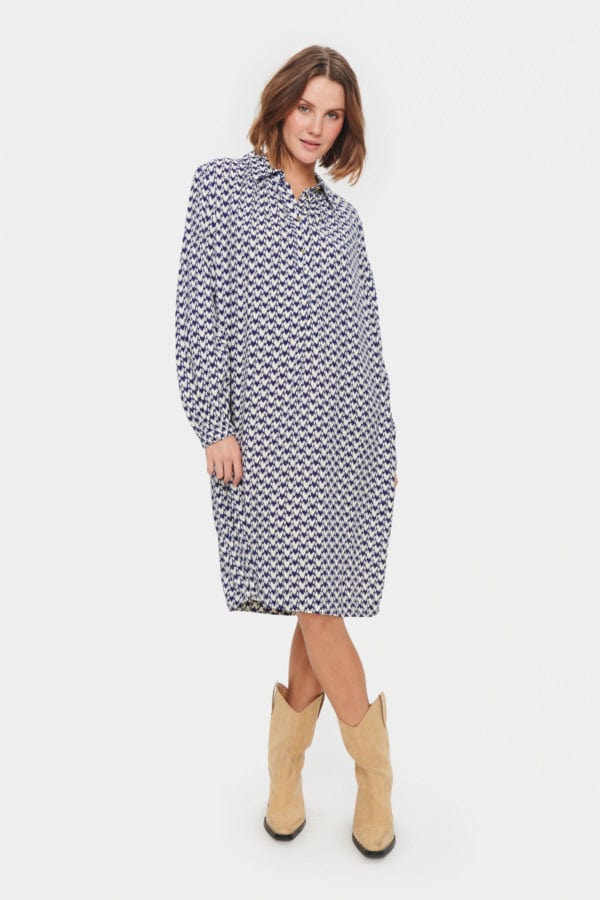 Saint Tropez Printed Shirt Dress Blue White