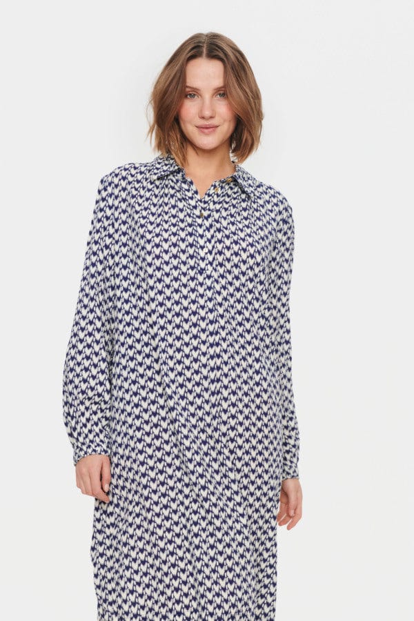 Saint Tropez Printed Shirt Dress Blue White