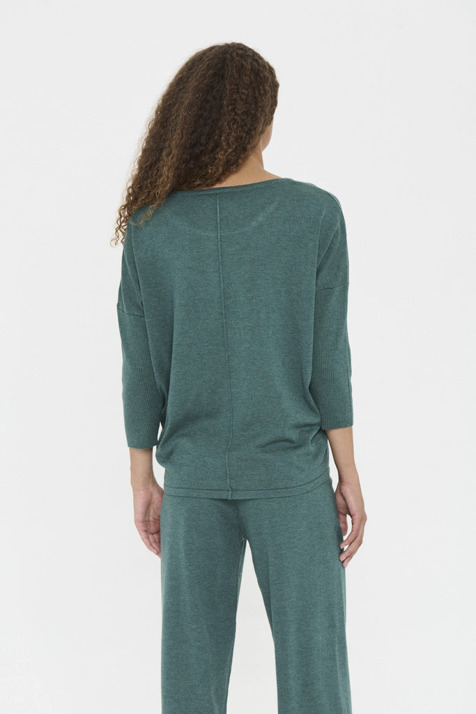 Saint Tropez Relaxed Lightweight Jumper Forest Green