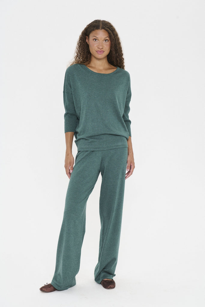 Saint Tropez Relaxed Lightweight Jumper Forest Green