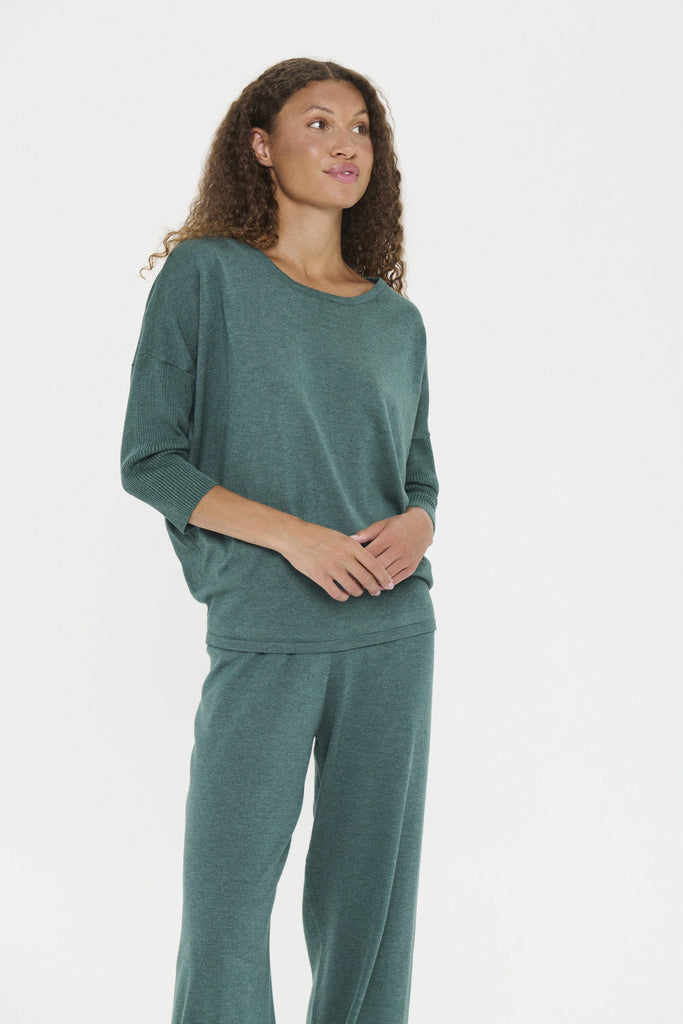 Saint Tropez Relaxed Lightweight Jumper Forest Green