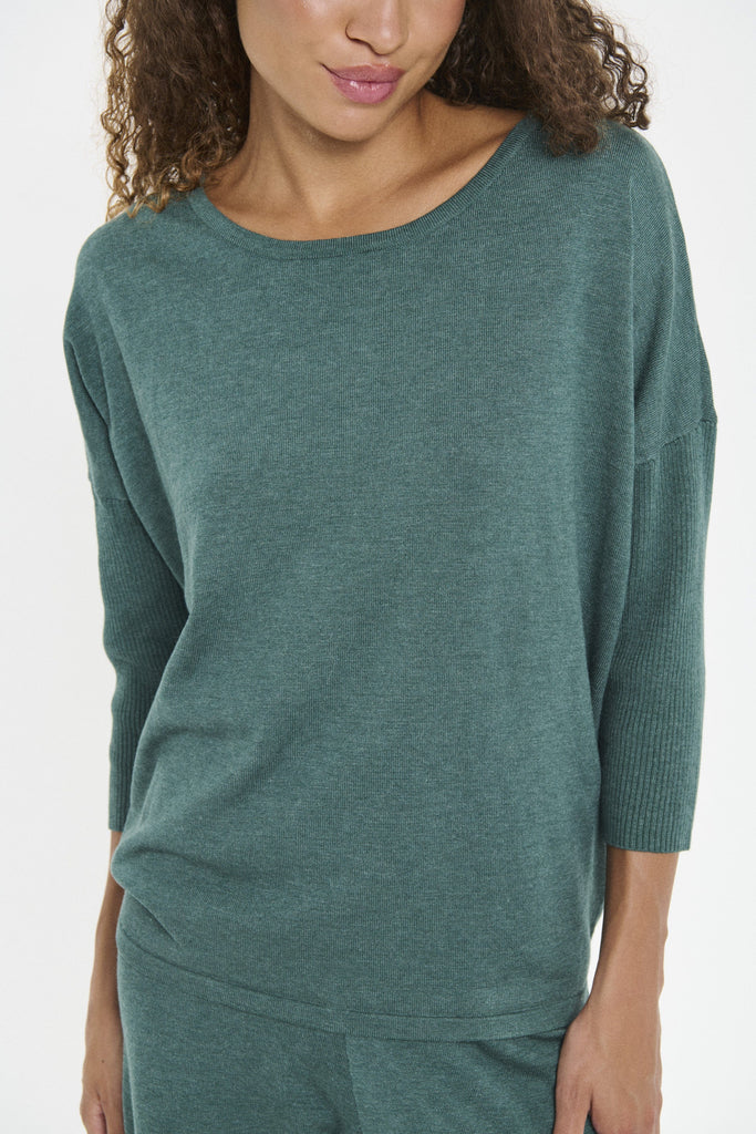 Saint Tropez Relaxed Lightweight Jumper Forest Green