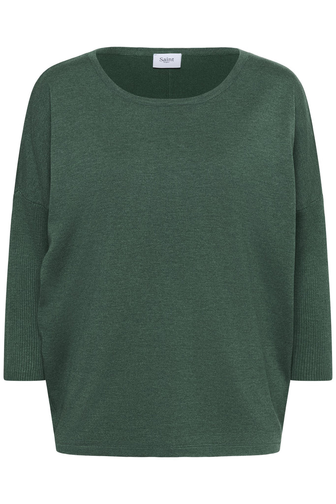 Saint Tropez Relaxed Lightweight Jumper Forest Green