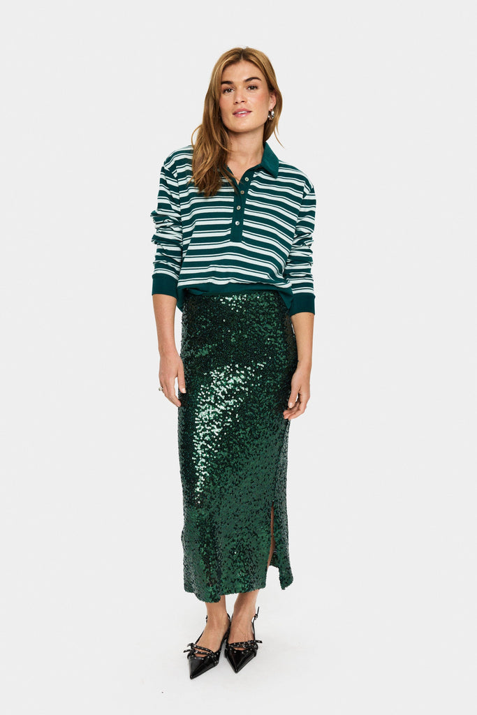Saint Tropez Sequin Midi Skirt Green