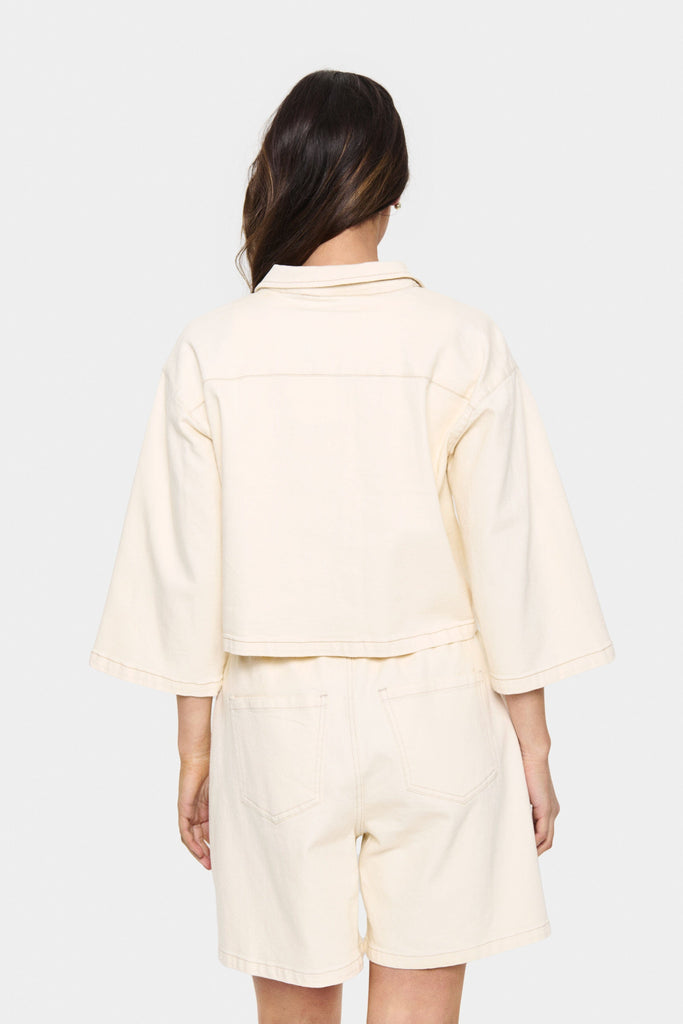 Saint Tropez Short Denim Jacket Ice White