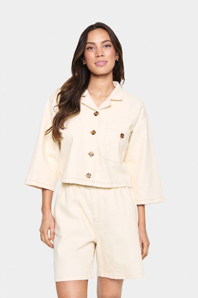Saint Tropez Short Denim Jacket Ice White
