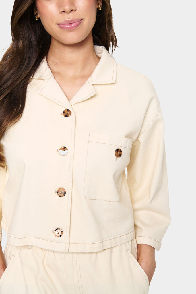 Saint Tropez Short Denim Jacket Ice White