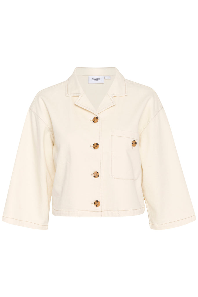 Saint Tropez Short Denim Jacket Ice White