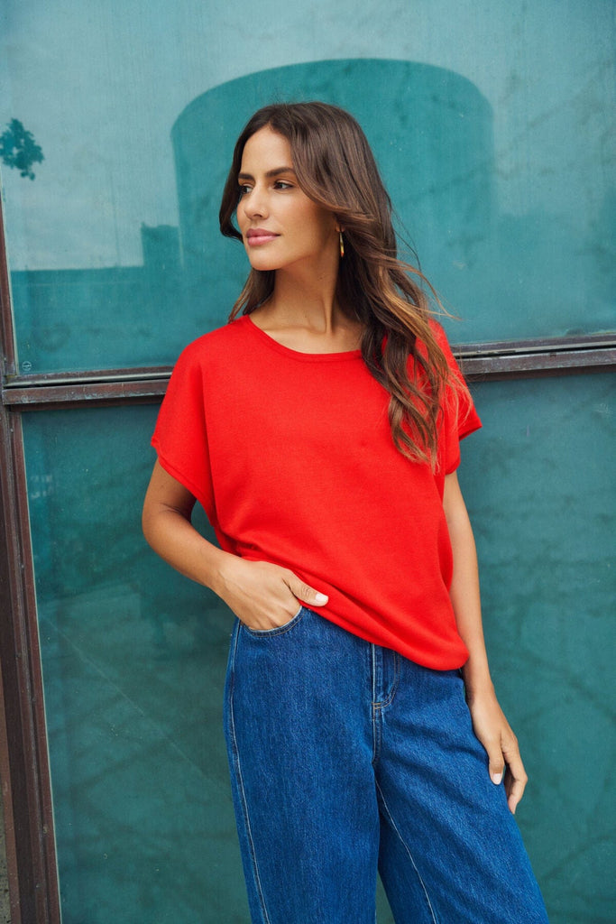 Saint Tropez Sleeveless Light Knit Red
