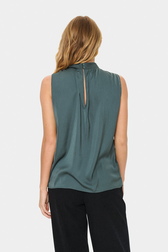 Saint Tropez Sleeveless Silky Blouse Green