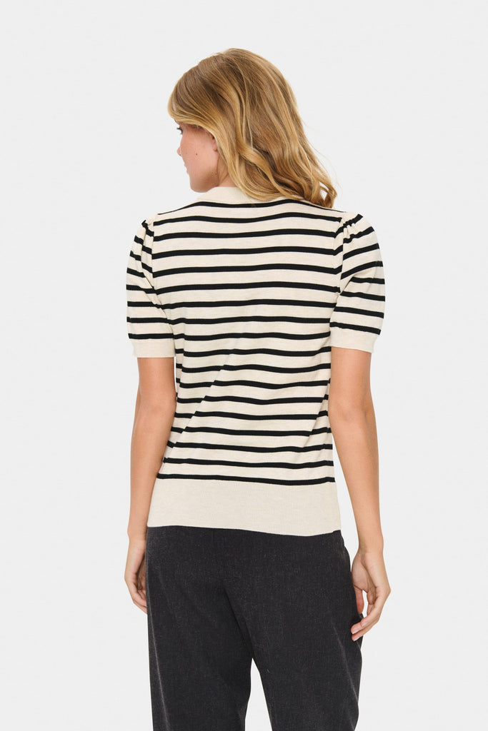 Saint Tropez Stripe Fine Knit Black Oatmeal