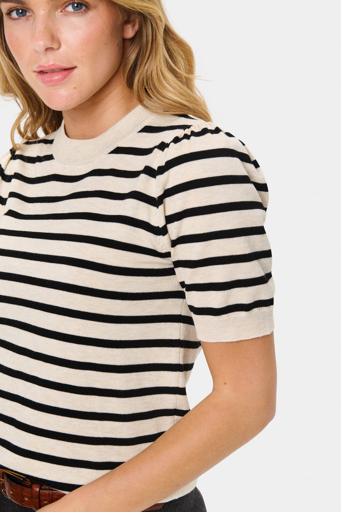 Saint Tropez Stripe Fine Knit Black Oatmeal