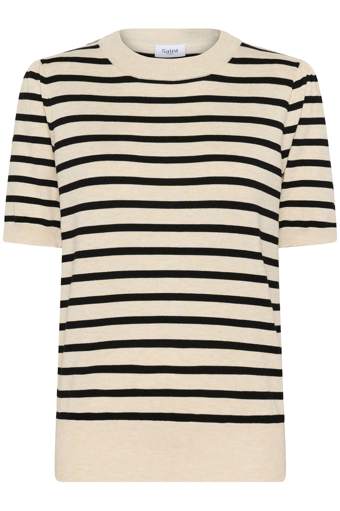 Saint Tropez Stripe Fine Knit Black Oatmeal