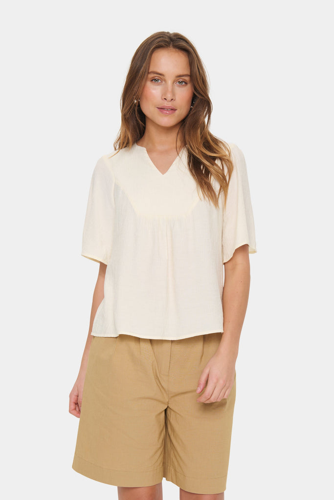 Saint Tropez V Neck Blouse Ivory
