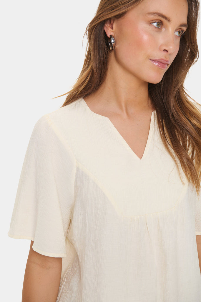 Saint Tropez V Neck Blouse Ivory