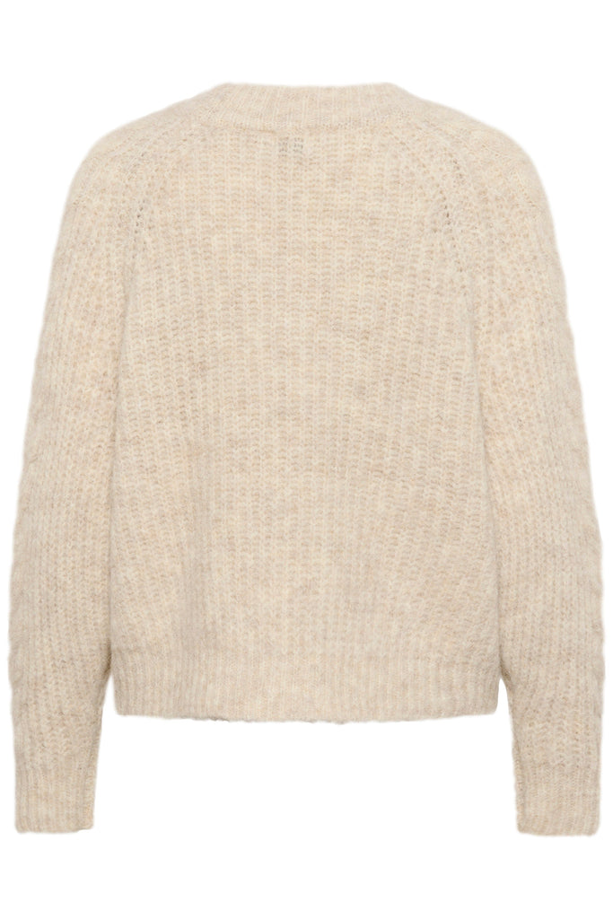 Saint Tropez V Neck  Chunky Jumper Beige Melange