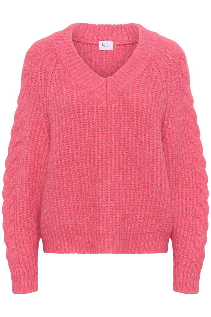 Saint Tropez V Neck Jumper Pink