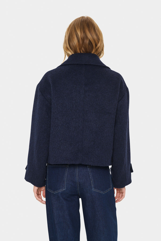 Saint Tropez Wool Blend Short Coat Navy